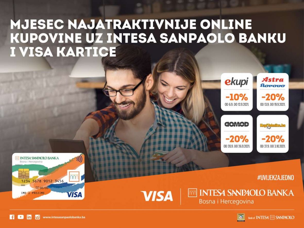 Foto: Intesa Sanpaolo Bank/Nova akcija u saradnji s kompanijom Visa i partnerima - online kupovina i plaćanje Visa karticama